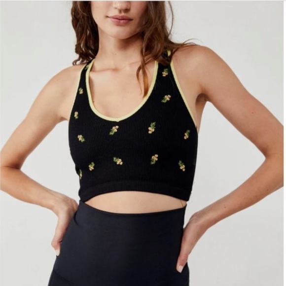 NWT Free People Movement Embroidered Free Throw Crop Top - Picture 1 of 7